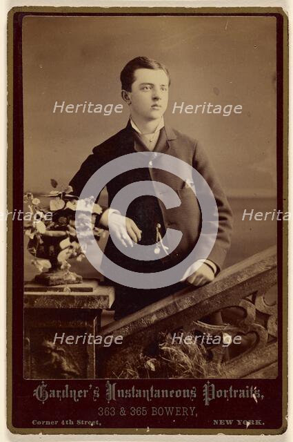 Unidentified well-dressed young man, standing, about 1880. Creator: Gardner.