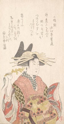Courtesan with Branch of Seri, 19th century. Creator: Kubo Shunman.