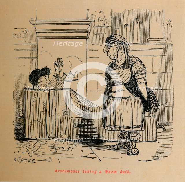 'Archimedes taking a Warm Bath', 1852. Artist: John Leech.