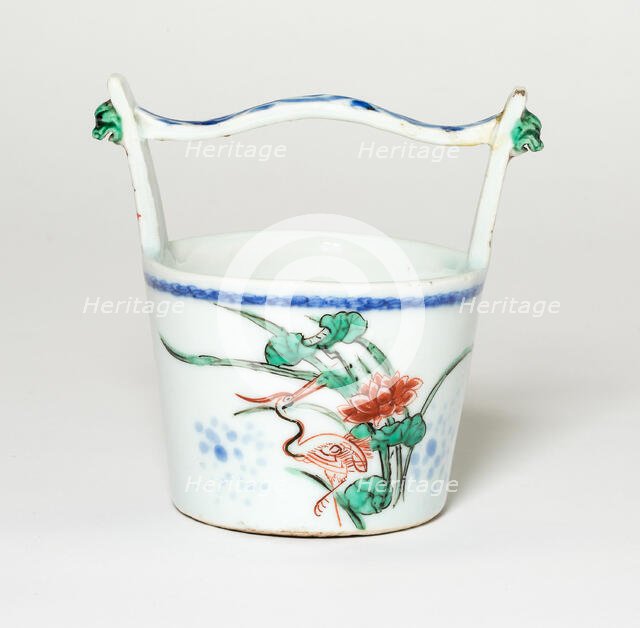 Miniature Water Bucket with Birds by Lotus Flowers, Ming dynasty,  Xuande reign (1425-1435). Creator: Unknown.