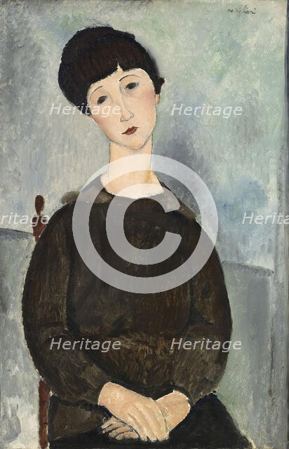 Black Hair or Young brown-haired girl sitting. Creator: Modigliani, Amedeo (1884-1920).