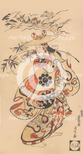 Actor Sawamura Kodenji as a Woman at the Time of the Tanabata Festival, 1698. Creator: Torii Kiyonobu I.