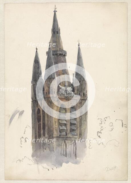 Church Tower in Delft, 1834-1893. Creator: Willem Antonie van Deventer.