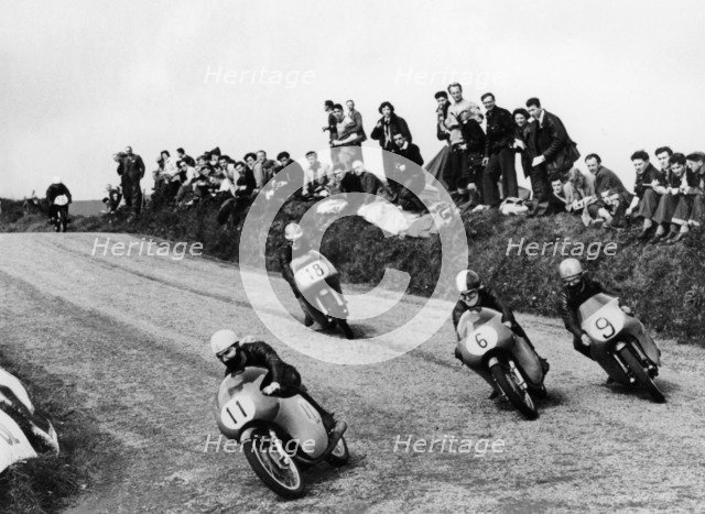 Action from the Lightweight TT race, Isle of Man, 1958. Artist: Unknown