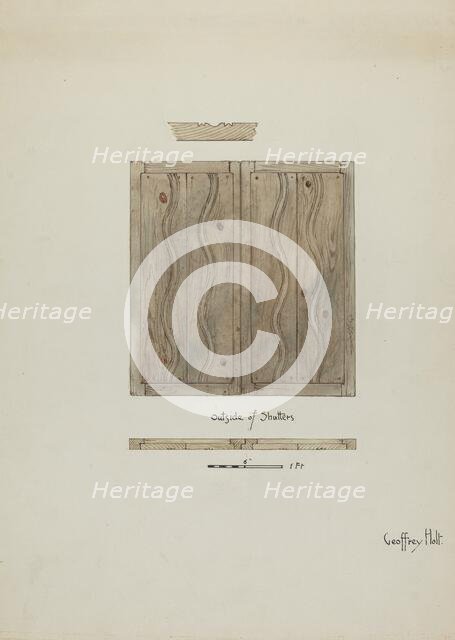 Original Wooden Shutters from Monastery, 1937. Creator: Geoffrey Holt.