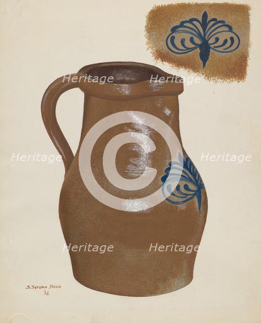 Stoneware Pitcher, 1936. Creator: Jerome Hoxie.