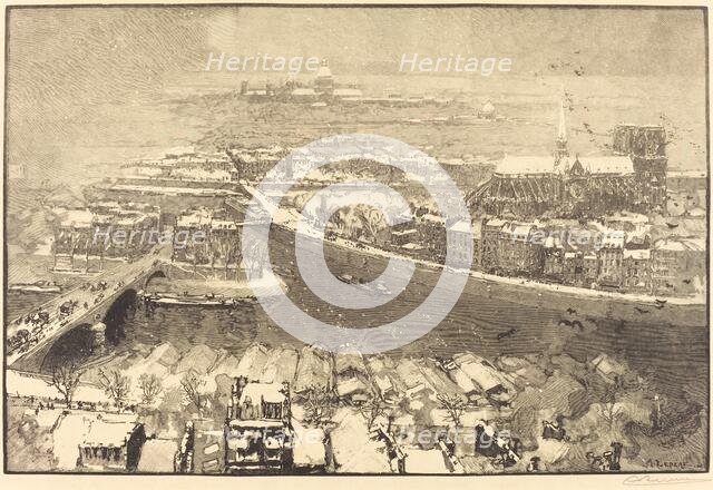 Paris under Snow, View from St.-Gervais (Paris sous la neige, vu du haut de St.-Gervaais), 1890. Creator: Auguste Lepere.