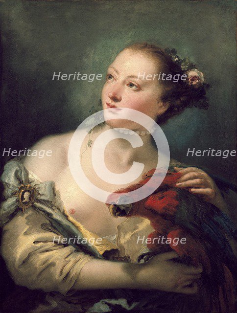 A young Woman with a Macaw, late 1760. Artist: Giovanni Battista Tiepolo.