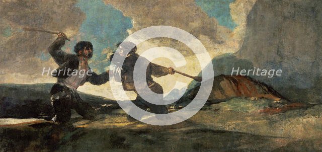 Fight to the Death with Clubs, c. 1820-1823.  Creator: Francisco Goya.