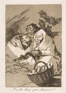 Plate 45 from 'Los Caprichos: There is Plenty to Suck (Mucho hay que chupar.), 1799. Creator: Francisco Goya.
