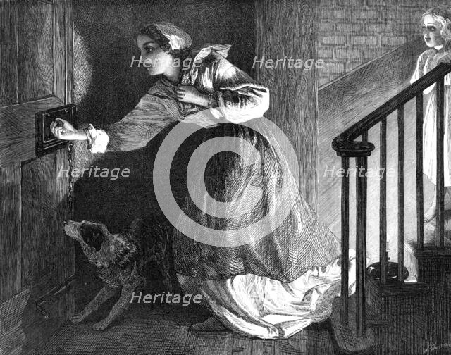 "The Well-Known Knock", by R. Carrick, in the Exhibition at the French Gallery, Pall-Mall, 1869. Creator: W Thomas.