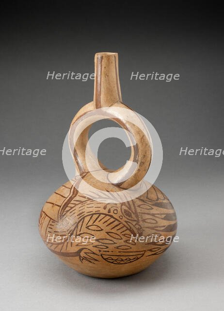 Stirrup Spout Vessel with Fineline Bird Motifs, 100 B.C./A.D. 500. Creator: Unknown.