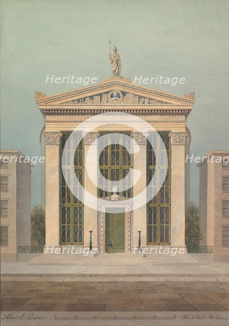 Study for the Astor Library, New York, 1843. Creator: Alexander Jackson Davis.