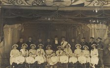 Men on a large stage set, [between 1910 and 1919 and between 1920 and 1929?]. Creator: Unknown.