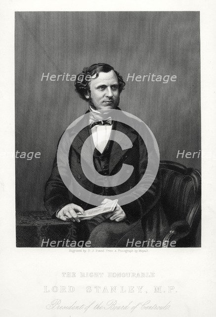 The Right Honourable Edward Henry Stanley, 15th Earl of Derby, British statesman, c1880.Artist: DJ Pound