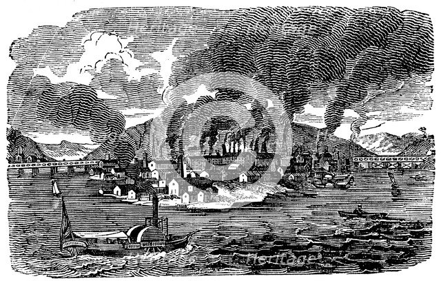 General view of Pittsburgh, Pennsylvania, USA, 1833. Artist: Unknown