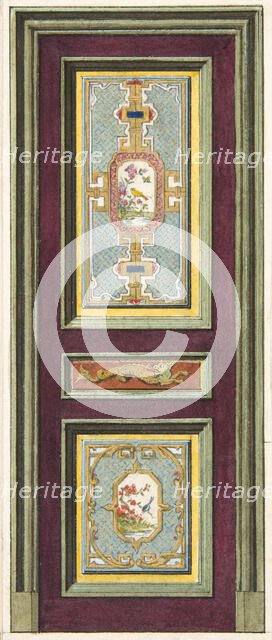 Design for the decoration of a door with Chinese motifs, 1830-97. Creators: Jules-Edmond-Charles Lachaise, Eugène-Pierre Gourdet.