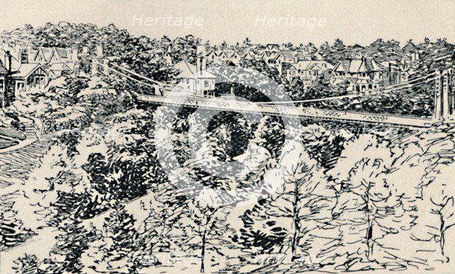 'Alum Chine Suspension Bridge', 1929. Artist: Unknown.