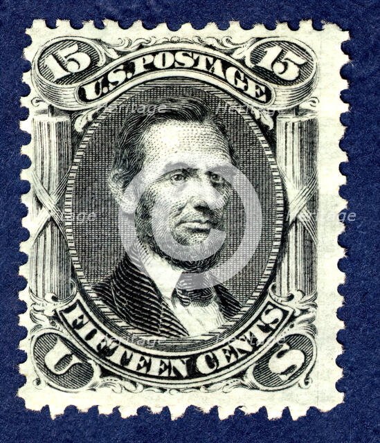 15c Abraham Lincoln E Grill single, 1867. Creator: National Bank Note Company.