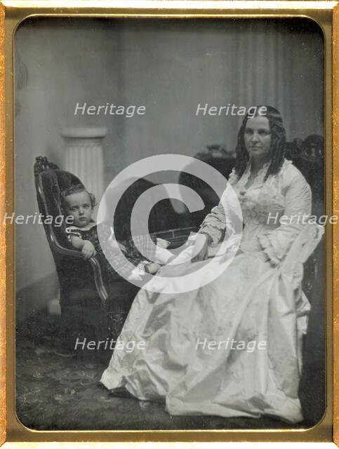 Woman in White with her Young Son, c1850. Creators: Albert Sands Southworth, Josiah Johnson Hawes.