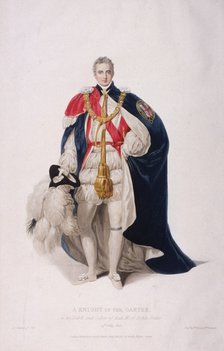 Knight of the Garter in ceremonial costume, 1824. Artist: William Bond