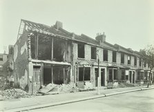 Bombed houses, Trigo Road, Poplar, London, WWII, 1943. Artist: Unknown.