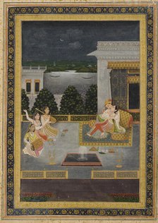 Lovers on a terrace with three musicians, 18th century. Creator: Unknown.