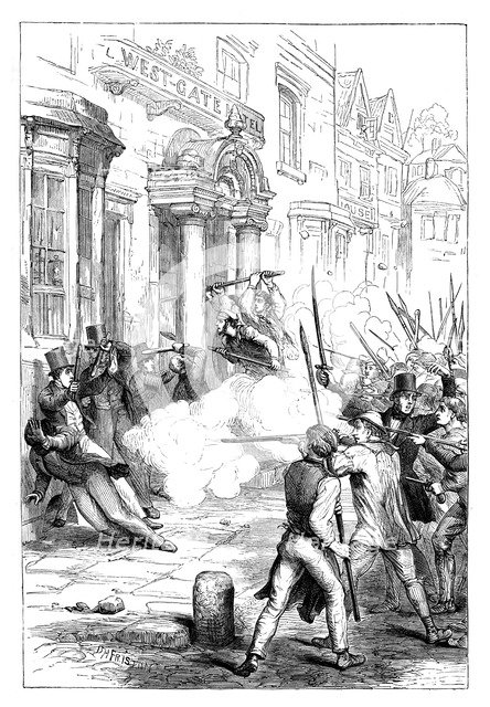 Chartist riots at Newport, Monmouthshire, 1839 (c1895). Artist: Unknown