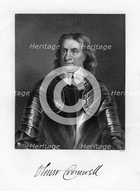 Oliver Cromwell, English soldier and statesman, 19th century. Artist: W Holl