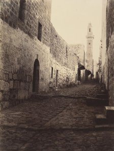 Jérusalem. Une rue de Jérusalem et entrée du Grand Couvent, 1860 or later. Creator: Louis de Clercq.
