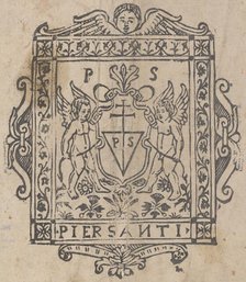 Two Putti with Shield Inscribed Pier Santi, 16th century. Creator: Unknown.