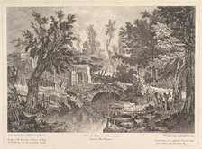 View of the Lavandieres Bridge at the Peasant House, mid-18th century. Creator: Quentin Pierre Chedel.