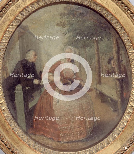 Fanchon la vielleuse et l'abbé Lattaignant vers 1775, c1775. Creator: Ecole Francaise.