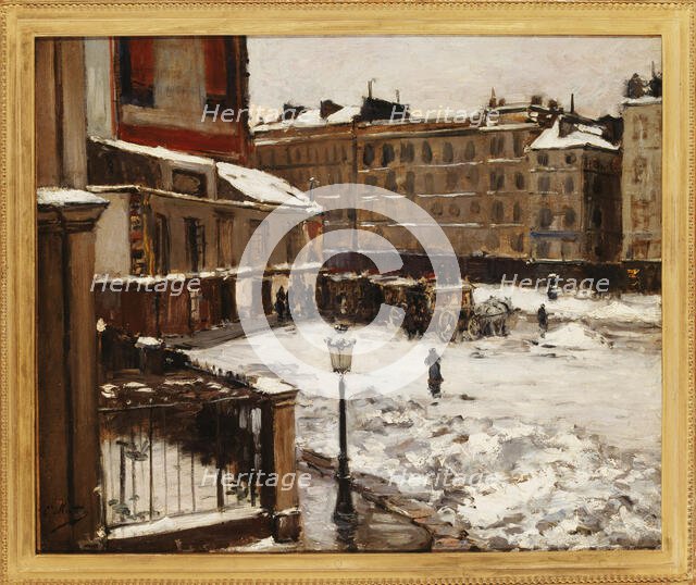 Place Pigalle under snow, c1870. Creator: Emile Mathon.