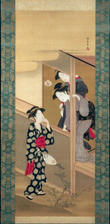 Three Beauties Chatting by a Veranda, Japan, About 1792. Creator: Shunsho.