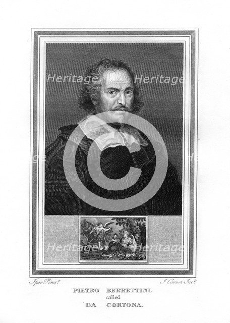 Pietro da Cortona, Italian Baroque era painter, (1825).Artist: John Corner