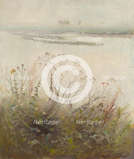 Shore of Flooded River in Blossom, 1880-1885. Creator: Ladislav Mednyanszky.