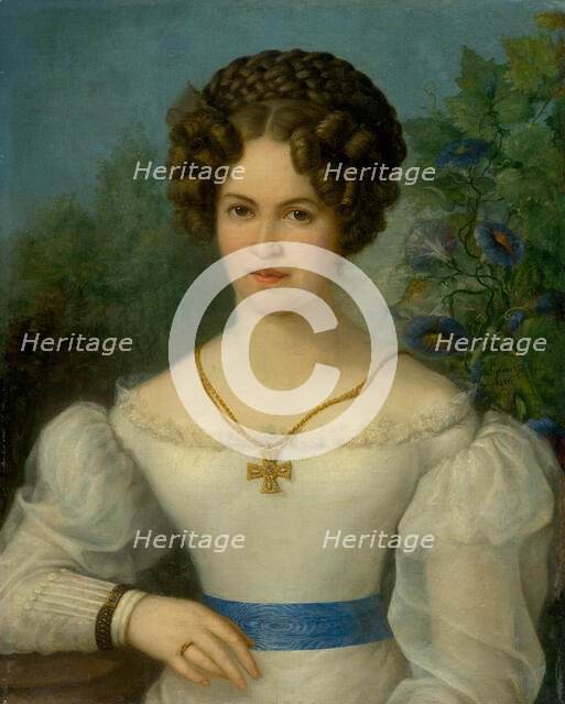 Portrait of a Young Lady in a White Dress, 1826. Creator: Jozef Ginovský.