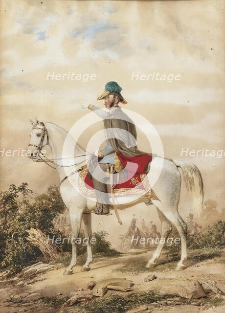 Archduke Albrecht of Austria, Duke of Teschen (1817-1895) on horseback as on the day of the battle o Creator: Barabás, Miklós (1810-1898).