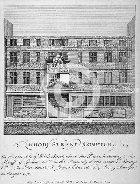 View of Wood Street Compter, City of London, 1793.             Artist: John Thomas Smith