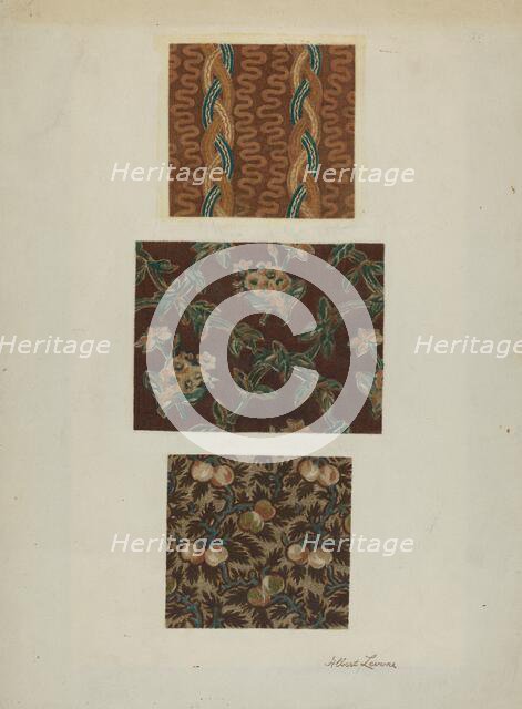 Printed Cottons from Quilt, c. 1939. Creator: Albert J. Levone.