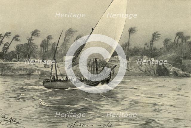 Storm from the north on the River Nile, Egypt, 1898.  Creator: Christian Wilhelm Allers.
