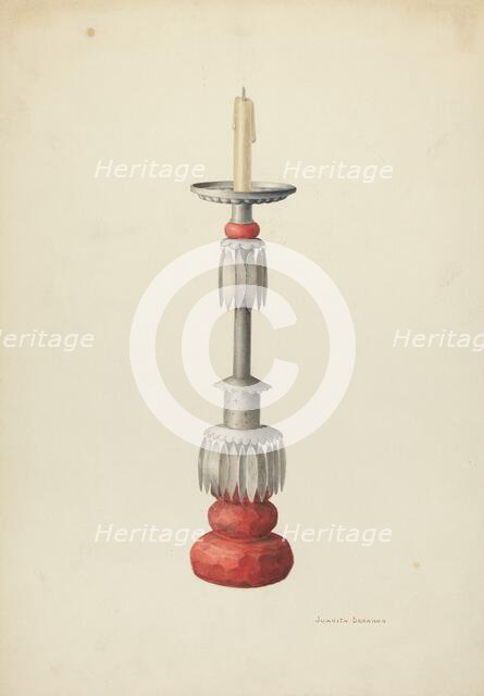 Candlestick (One of a Pair), c. 1941. Creator: Juanita Donahoo.