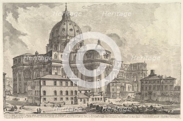 View of the exterior of St. Peter's Basilica in the Vatican, from Vedute di Roma (Roma..., ca. 1748. Creator: Giovanni Battista Piranesi.