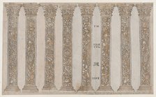 Six Corinthian pilasters for the Triumph, from The Triumph of Julius Caesar, 1598. Creator: Bernardo Malpizzi.