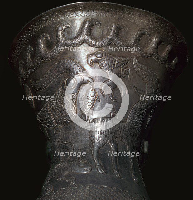 Silver goblet from the Agighiol Treasure, 4th century BC. Artist: Unknown