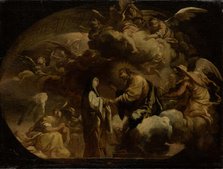 Ceiling design: Christ Handing a Nail (?) to a Nun, 1701-1800. Creator: Italian Master