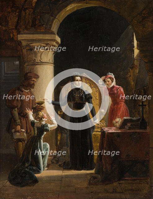 The Death Warrant Delivered To Mary Stuart, c1825-1830. Creator: Desmoulins, Auguste-François (1788-1856).