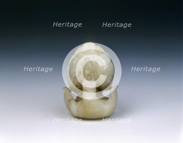 Jade peacock headdress finial, High Tang period, China, 684-756. Artist: Unknown