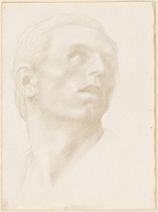 Head of a Man Looking Up to the Right, 1890s?. Creator: Alphonse Legros.
